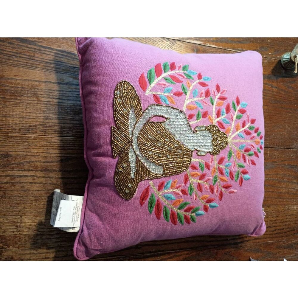 New 18x18 Spiritual Go Home LTD Pink Buddha Buddhist Embroidered Throw Pillow
